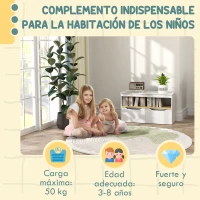 AIYAPLAY Estantería para Juguetes Infantil con 2 Cajones y Compartimento para Salón Dormitorio Sala de Juegos 80x30x45 cm Blanco(m-7)