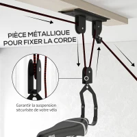 SPORTNOW Élévateur de vélo support vélo plafond fixation murale avec poulie capacité de chargement 20 kg acier noir(m-5)