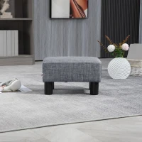 HOMCOM Pouf Poggiapiedi in Tessuto Effetto Lino Imbottito, 40x30x24cm, Grigio(m-9)