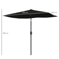 Outsunny 2 x 3(m) Garden Parasol Umbrella, Rectangular Outdoor Market Umbrella Sun Shade with Crank & Push Button Tilt, 6 Ribs, Aluminium Pole, Black(m-3)