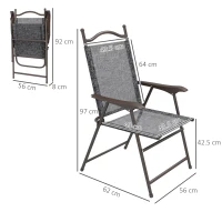 Outsunny Set of Two Folding Garden Chairs, with Fabric Mesh Seats - Grey(m-3)