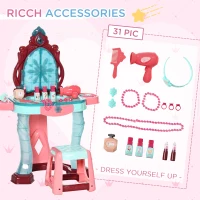 AIYAPLAY 31 Piece Kids Dressing Playset, with Magical Princess Mirror, Light and Sound - Pink and Blue(m-5)