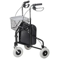 HOMCOM Deambulatore per Anziani e Disabili ad Altezza Regolabile con Cestino e Vassoio, 60x62x84-100.5 cm, Nero(m-10)
