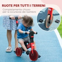 HOMCOM Triciclo per Bambini 18-60 Mesi con Manubrio Regolabile e Ruote Chiuse, 101x45x86.5 cm, Rosso(m-6)