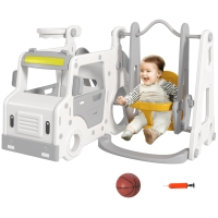 AIYAPLAY Set Scivolo per Bambini 18-48 Mesi con Altalena, Macchinina e Canestro, 201x151x87.5cm, Bianco