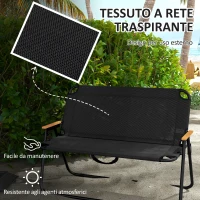 Outsunny Sedia da Campeggio Doppia 2 Posti Pieghevole in Acciaio e Tessuto Oxford, 108x65x73cm, Nero(m-5)