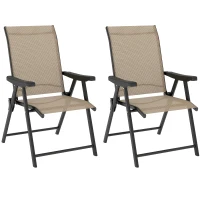 Outsunny Set of Two Folding Outdoor Chairs - Brown/Black(m-1)