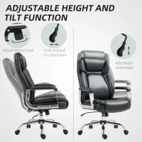 HOMCOM Ergonomic Office Chair, Heavy Duty Faux Leather Desk Chair with Tilt Function, Adjustable Height, 227kg 500LBS Swivel Computer Chair for Home Study, Black(m-6)