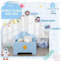 ZONEKIZ Letto per Bambini con Sponde e Fantasia Spaziale, Età 3-6 Anni, 143x74x59cm, Azzurro(m-6)