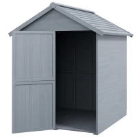 Outsunny 6 x 6.5ft Wooden Garden Shed, with Floor - Grey(m-11)