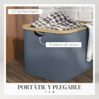 HOMCOM Cesto de la Ropa Sucia Plegable 36 L con Asas para Baño Dormitorio Lavadero 44,3x33,3x26,5 cm Gris(m-5)