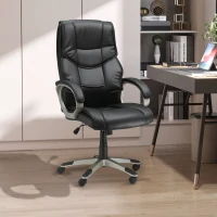 HOMCOM Home Office Chair High Back Computer Desk Chair with Faux Leather Adjustable Height Rocking Function Black(m-2)