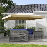 Outsunny Parasol déporté carré inclinable manivelle avec pied en croix 3 x 3 x 2,56H m, aluminium, pour jardin, beige(m-9)