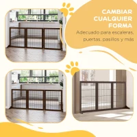 PawHut Barrera de Seguridad para Perros con Estructura de Madera y Patas de Apoyo para Pasillo Escalera 185x36x71 cm Marrón(m-7)
