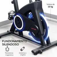 SPORTNOW Cyclette Magnetica con Volano 10 kg, Sedile e Manubrio Regolabili, Monitor LCD, Porta Tablet, Nero(m-4)
