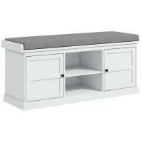 HOMCOM Multi-Compartment Shoe Storage Bench, with Top Cushion - White/Grey(m-10)