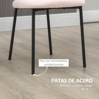 HOMCOM Juego de 2 Sillas de Comedor con Respaldo y Patas de Acero para Salón Cocina Carga 120 kg 46x59x82 cm Rosa Claro(m-4)