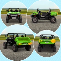 HOMCOM 12V 2 Seater Kids Electric Ride-On Car with Electric Bucket, Remote Control - Green(m-9)