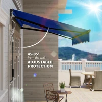 Outsunny 2.5 x 2m Electric Awning with LED Light and Remote Controller, Aluminium Frame DIY Retractable Awning, UV50+ Sun Shade Canopy for Garden Patio Deck Door Window, Blue(m-7)