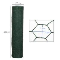 PawHut 1m x 25m Chicken Wire Mesh, Foldable PVC Coated Welded Garden Fence, Roll Poultry Netting, for Rabbits, Ducks, Geese - Dark Green(m-3)