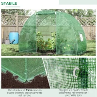 Outsunny Serra a Tunnel con Porta Avvolgibile e Finestre, Copertura PE e Struttura in Acciaio, 1.5x3x2m, Verde(m-5)