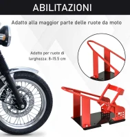 HOMCOM Cavalletto Alzamoto Anteriore in Metallo per Moto max 450kg con Sezioni Preforate, 27.5x51-69x34 cm(m-4)