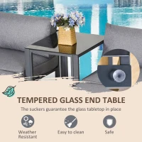 Outsunny 5 Piece Garden Aluminium Conversation Sofa Set Patio Furniture Set Outdoor 2 Sofas 2 Footstools End Table with Cushions(m-6)