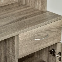 HOMCOM Buffet de cuisine armoire de cuisine multi-rangements 3 placards 2 niches tiroir panneaux particules classe E1 aspect chêne gris(m-9)