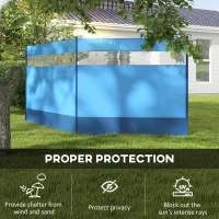 Outsunny Camping Windbreaker with Clear Windows, Carry Bag and Steel Poles, for Beach Caravan Campervan, 440 x 140cm, Blue(m-4)