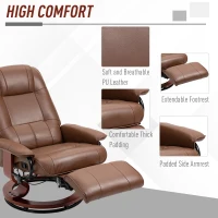 HOMCOM Faux Leather Armchair, with 145° Reclining Back and Footrest - Brown(m-6)