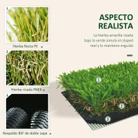 Outsunny Césped Artificial 30 mm Rollos de 1x4 m Realista para Terraza Jardín Balcón con Orificios de Drenaje Alta Densidad Verde(m-5)