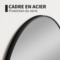 HOMCOM Miroir rond miroir salle de bain cadre en métal facile à installer, pour chambre, salon, entrée, Ø 70 x 2,5 cm noir(m-4)