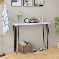 HOMCOM Mesa de Entrada con Patas de Acero Antivuelco Mueble de Recibidor para Salón Pasillo 110x25x79,5 cm Blanco(m-7)