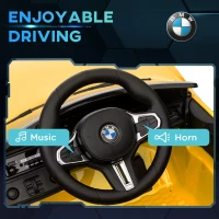 AIYAPLAY 12V BMW M4 Licensed Kids Car with Easy Transport, Remote Control, Suspension, Music, Horn, LED Lights, Yellow(m-7)