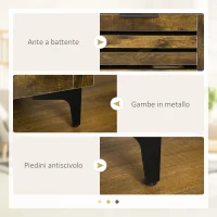 HOMCOM Mobile TV 65" max con 3 Cassetti, 2 Armadietti e Foro Passacavi in Truciolato, 140.4x36x55 cm, Marrone(m-6)