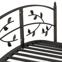 Outsunny Pont de jardin pont de bassin décoration du jardin dim. 119L x 67l x 47H cm avec balustrade motif de vigne acier noir(m-9)