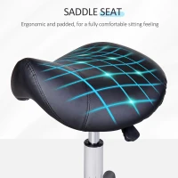 HOMCOM PU Leather Height Adjustable Saddle Stool Black(m-6)