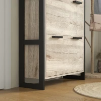 HOMCOM Shoe Storage Cabinet with 3 Flip Drawers Adjustable Shelf 18 Pairs Narrow Shoe Cupboard for Entryway Natural Wood-effect(m-9)