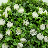 HOMCOM Set of 2 Decorative Artificial Plants, Ball Topiary Tree with Rose Flower in Pot, Fake Plants for Home Indoor Outdoor Decor, 60cm, White(m-9)