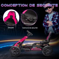 HOMCOM Kart électrique pour enfant 12V - Vitesse réglable 3-5km/h pour enfants de 3 à 8 ans - siège réglable - rose(m-6)