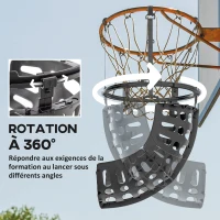 SPORTNOW Retour de ballon de basket-ball système de renvoi du ballon de basket rotation à 360° 35,6 x 35,6 x 75,5 cm noir(m-6)