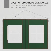 Outsunny Set of Two 295cm Replacement Canopy Walls - Green(m-4)