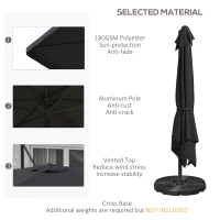 Outsunny 3m Cantilever Parasol, with Four-Position Canopy - Grey(m-4)