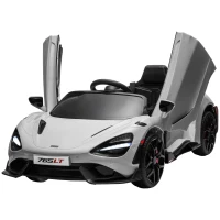 AIYAPLAY McLaren 765LT Licensed 12V Kids Electric Ride on Car with Butterfly Doors, Remote Control, Transport Wheels, Grey(m-11)