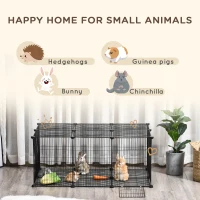 PawHut Pet Playpen DIY Small Animal Cage Metal Fence with Door, 22 Pieces, for Bunny Chinchilla Hedgehog Guinea Pig(m-6)