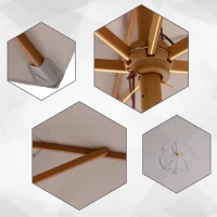 Outsunny Parasol droit parasol de jardin rond grande taille de jardin Ø 2,5 x 2,3H m bois de bambou gris(m-9)