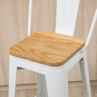 HOMCOM Lot de 4 tabourets de bar industriel avec dossier repose-pied hauteur assise 76 cm métal blanc(m-8)