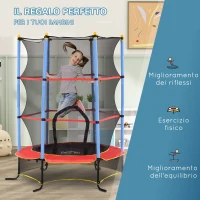 HOMCOM Trampolino per Bambini con Tappeto Elastico, Rete di Sicurezza e Pali Imbottiti, Età 3-10 Anni, Blu(m-7)