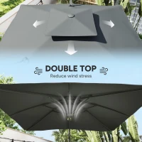 Outsunny 3m Thick Fabric Cantilever Garden Parasol, with Cross Base - Grey(m-7)