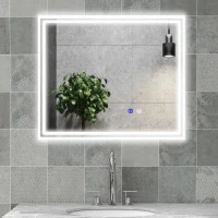 kleankin LED Bathroom Mirror with Lights, Illuminated Makeup Mirror, Vanity Mirror with 3 Colour, Smart Touch, Anti-Fog(m-2)